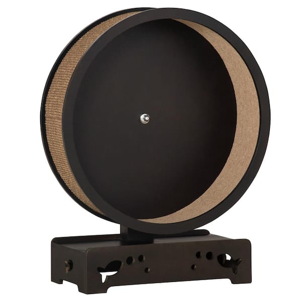 PawHut D30-306V80BN Small Brown Cats Wooden Round Cat Exercise Wheel, Cat Tree with Carpet Runway PawHut D30-306V80BN Small Brown Cats Wooden Round Cat Exercise Wheel, Cat Tree with Carpet Runway - 1