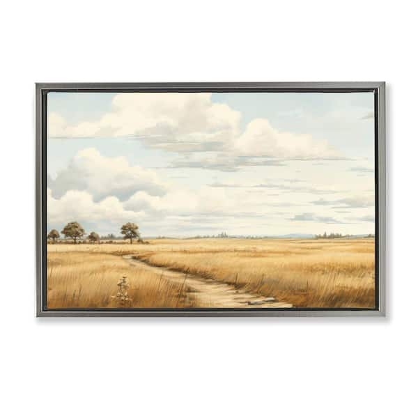 Stupell Industries Path Through Vast Grassland by LSR Creative Studio Gray Floater Frame Nature Graphic Art Print 21 in. x 31 in.