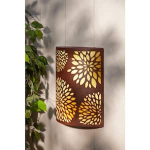 Gerson 1-Light Brown Solar Outdoor Decorative Wall Lantern Sconce