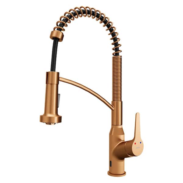 Karran Scottsdale Single Hole Single Handle Pull-Down Sprayer Sensor Kitchen Faucet In Brushed Copper
