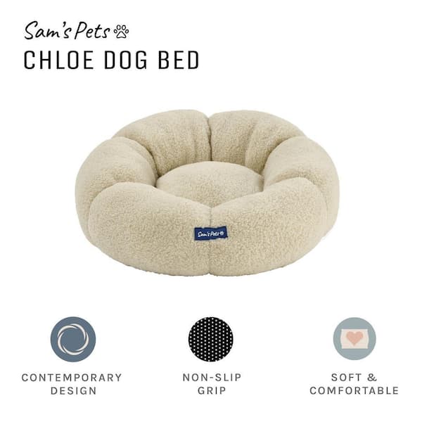 Sam's Pets Chloe 23.62 in. Cuddler Dog Bed in Beige SP-DB1361PK