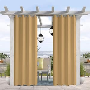 Sand Beige Outdoor Curtains for Patio Waterproof with top and Bottom Grommets, 50" x 96" ，1 Panel