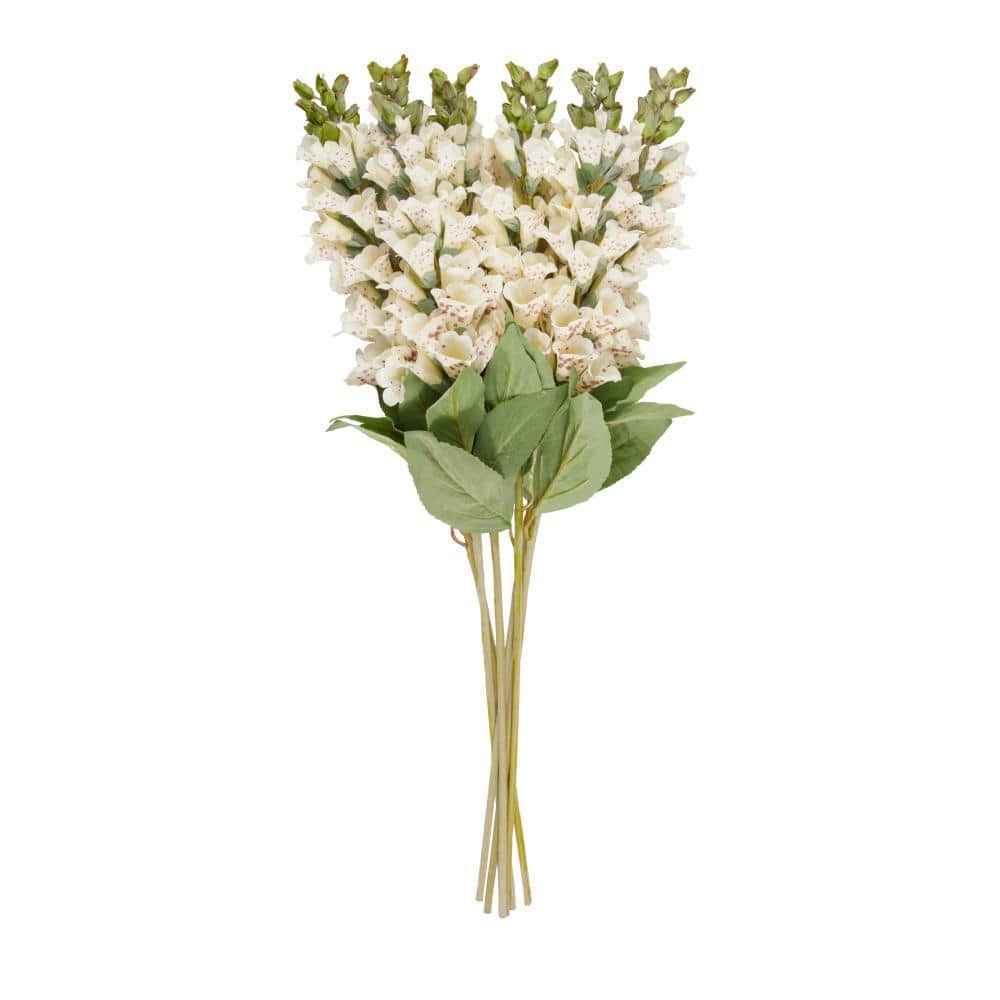 Litton Lane 32 in. White Foxglove Artificial Flower Stem (Set of 8