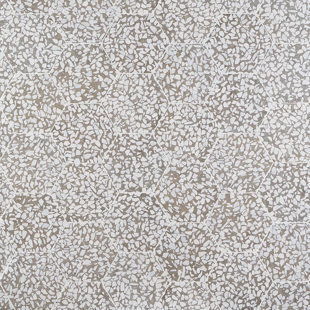 Grigio Terrazzo Look Hexagon Matte Porcelain Floor & Wall Tile