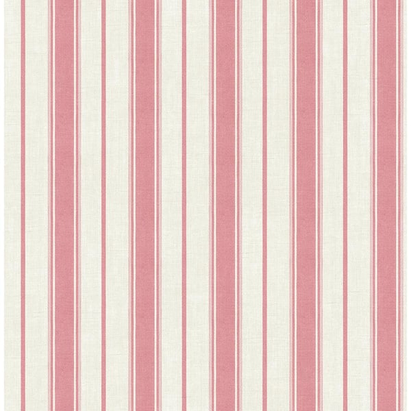 Seabrook Designs Cranberry Eliott Linen Stripe Paper Unpasted Nonwoven Wallpaper Roll 60.75 sq. ft.