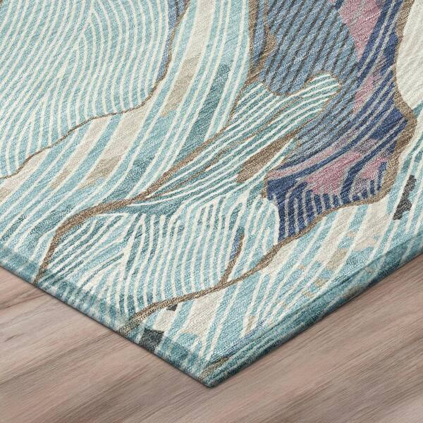 Chantille Machine Washable Indoor/Outdoor Abstract ACN3040 Teal 3 ft. x 5 ft. Area Rug