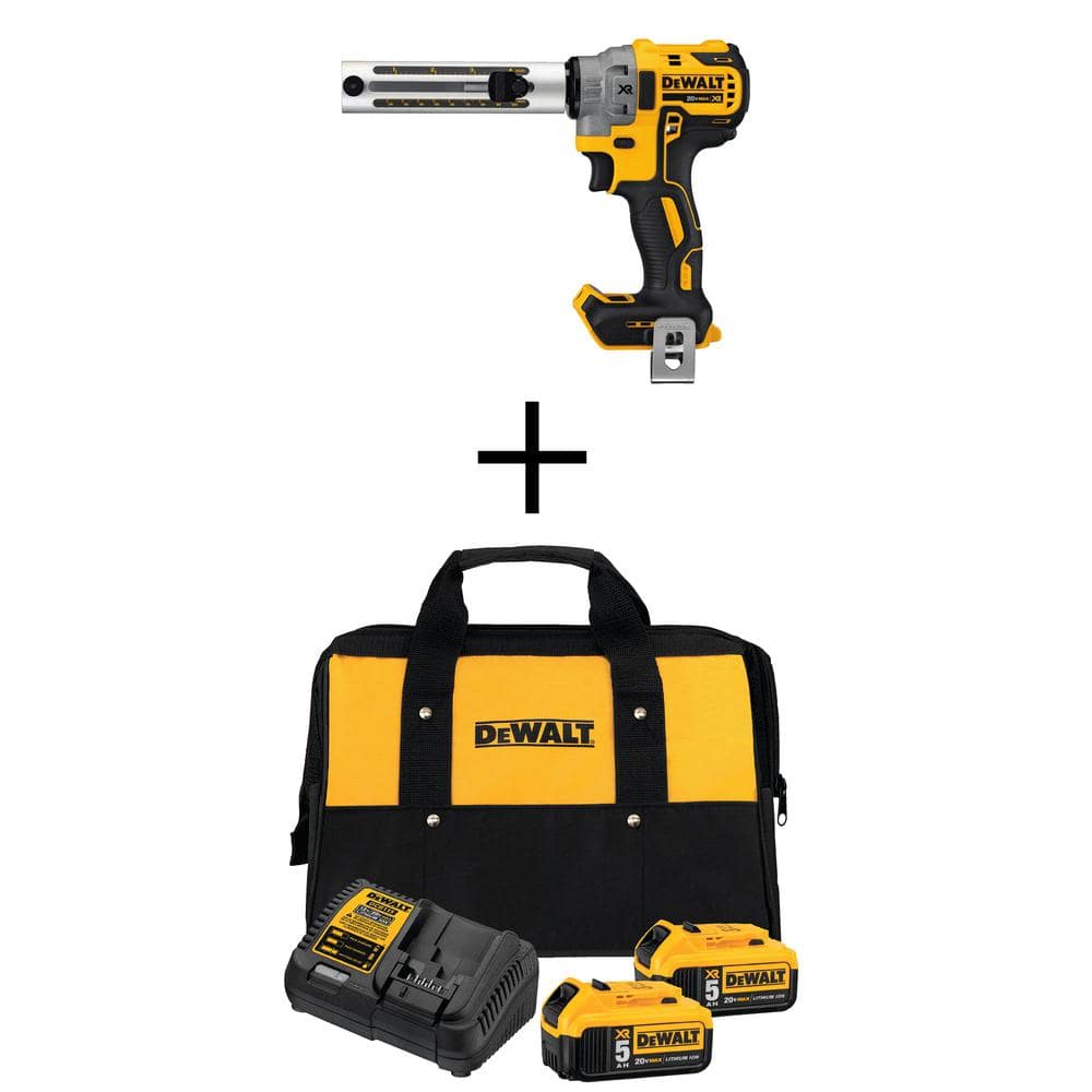 DEWALT 20V MAX XR Cordless Brushless Cable Stripper, (2) 20V MAX XR Premium Lithium-Ion 5.0Ah Batteries, and Charger -  DCB2052CKW151