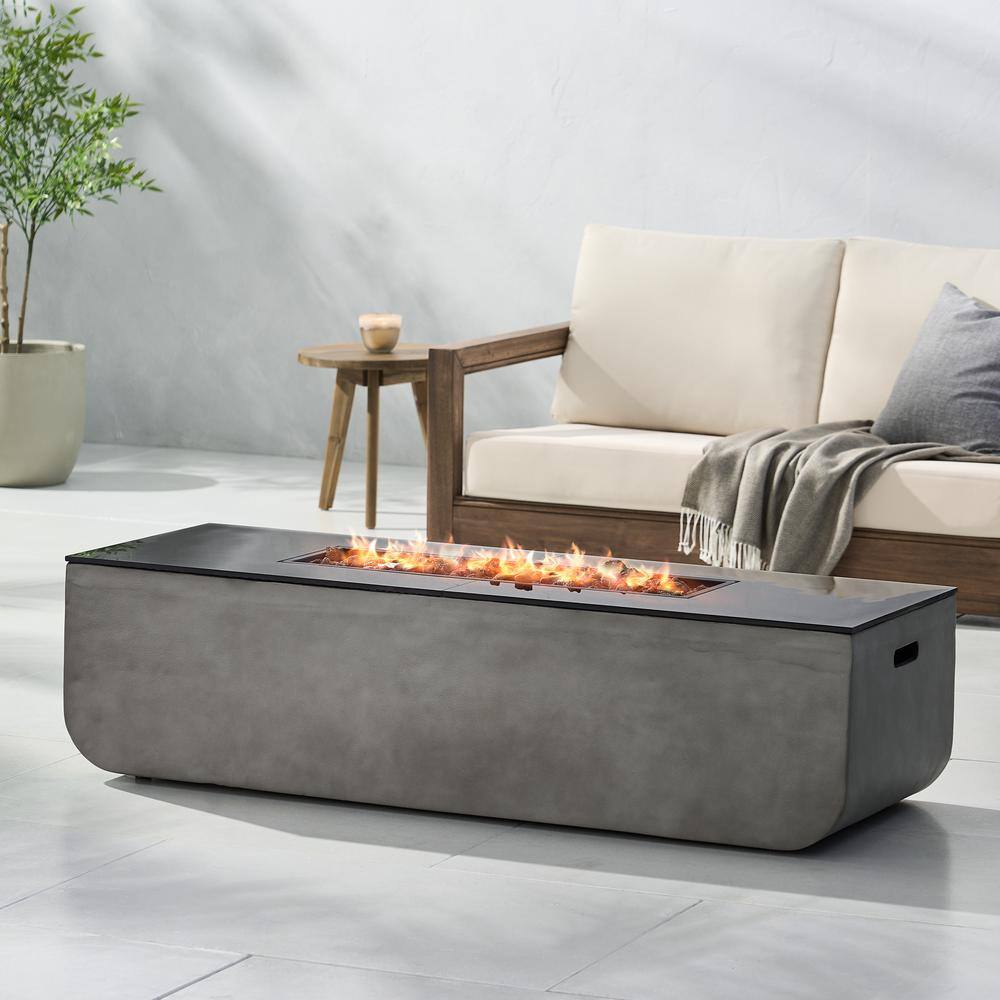 Outdoor Patio Rectangle Composite Fire Pit Table 15 in. H, for Patio, Backy