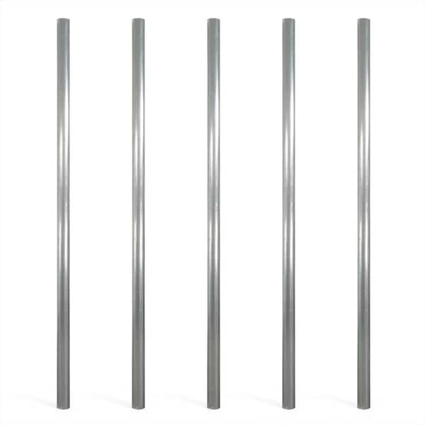 Silver Galvanized 1-7/8 in. x 1-7/8 in. x 6 ft. Steel Line Chain Link Fence Post (5-Pack)