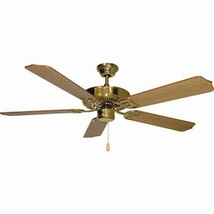 52 in. Indoor Polished Brass Ceiling Fan with White Blades