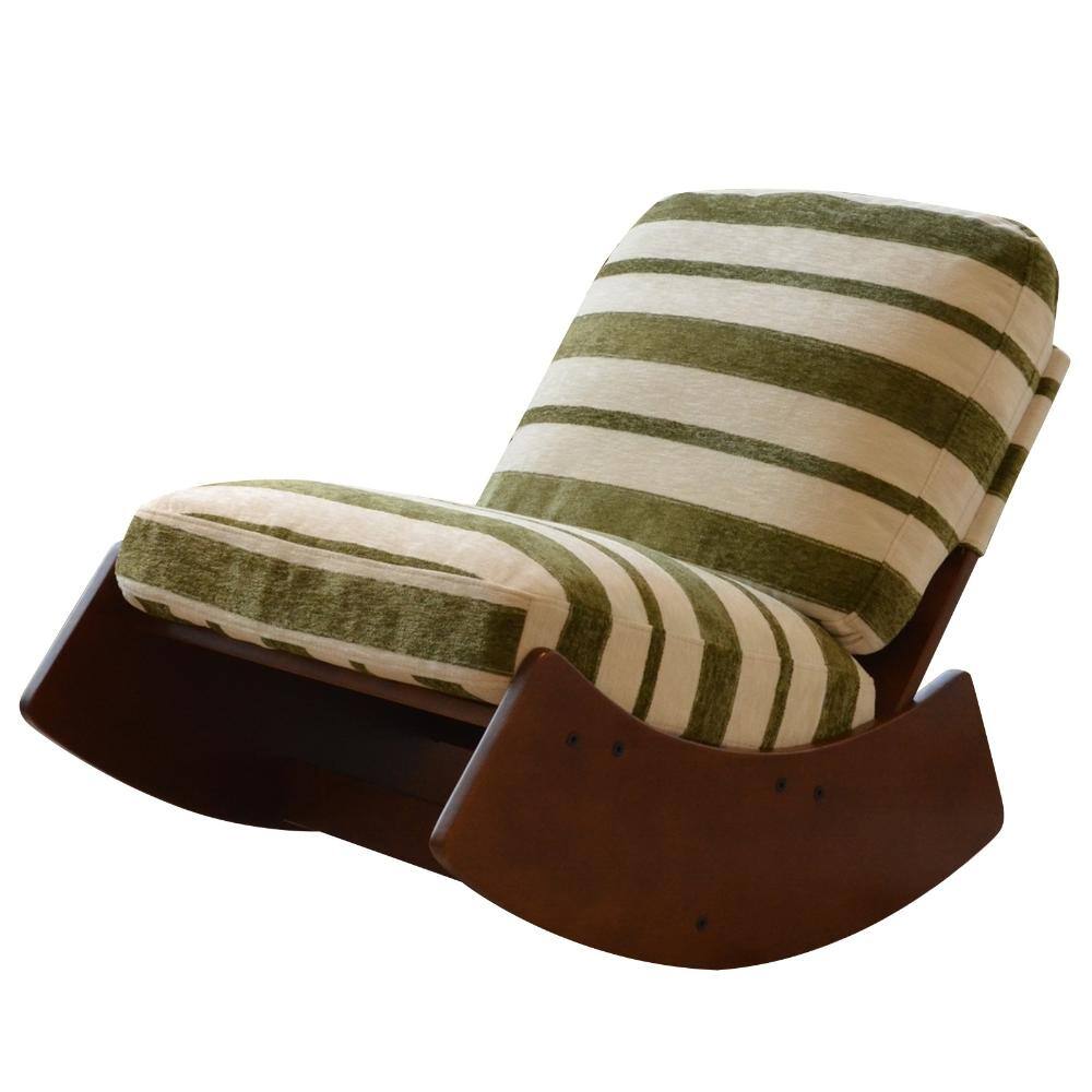 Comfort Glider 35.4 in. Rocking Chair Green Fabric Solid Wood Frame durable construction