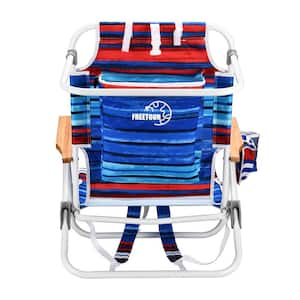 13 in. H 2-Pieces Colorful Aluminium Folding 5 Position Backpack Beach Chairs with Pouch and 2-Beach Towels