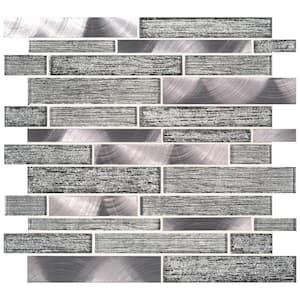Volcanic Luxe Interlocking 11.73 in. x 11.61 in. x 8mm Glass Metal Mesh-Mounted Mosaic Tile (9.5 sq. ft. / case)