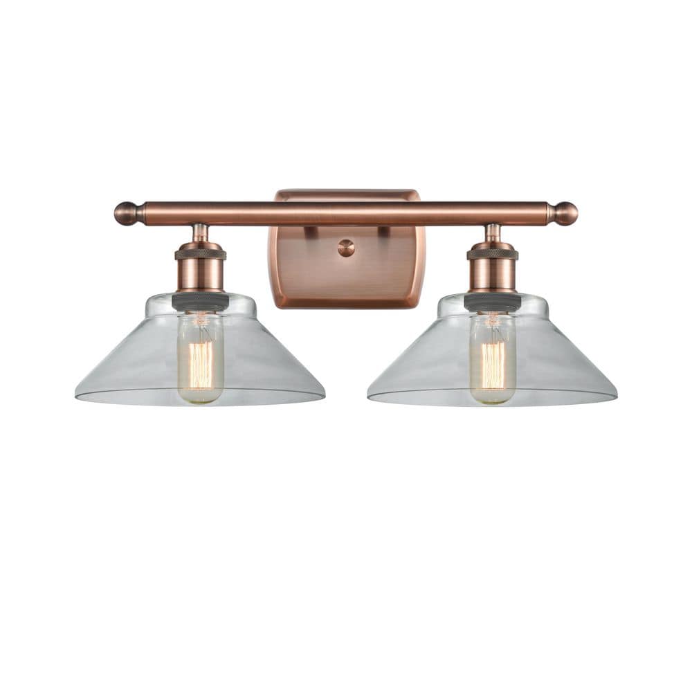 Orwell 18 in. 2-Light Antique Copper Vanity Light with Glass Shade price history on PriceWatchPro