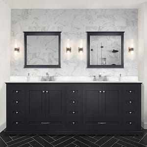 Dukes 84 in. W x 22 in. D Espresso Double Bath Vanity, Cultured Marble Top, Faucet Set, and 34 in. Mirrors