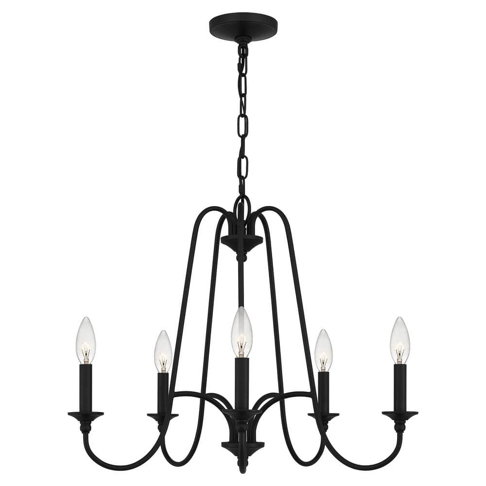 ASHLEY HARBOUR COLLECTION Fairway 5-Light Matte Black Chandelier with ...