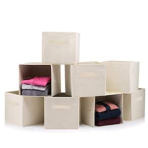 11 in. H x 10 in. W x 11 in. D Beige Fabric Cube Storage Bin 8-Pack