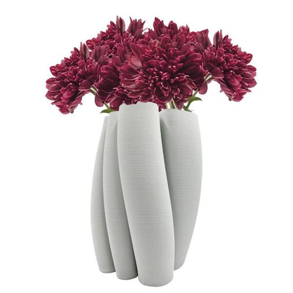 castellousa White 11 in. Tall White Geometric Ceramic Vase CB-ML16