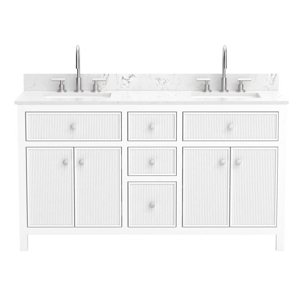 NaTa様 YASINU Vanta 60 in. Double Sink Freestanding White Bath Vanity