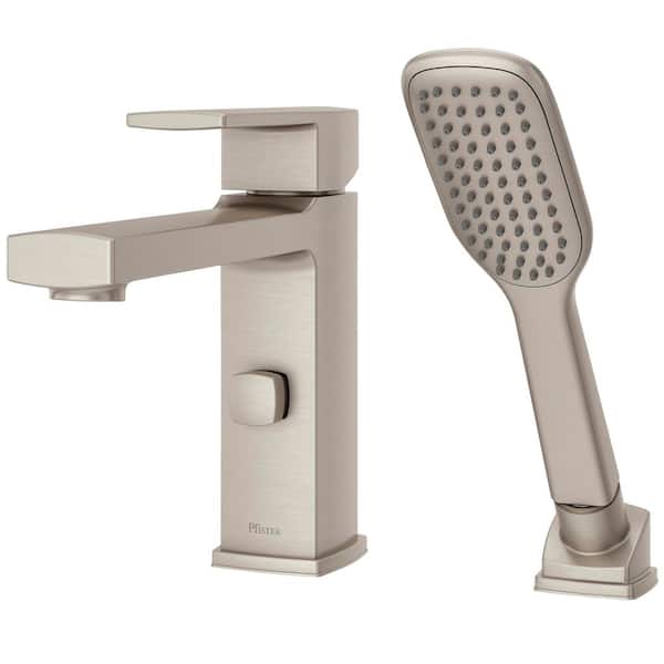 Deckard Single-Handle Deck Mount Roman Tub Faucet with Handshower in Brushed Nickel