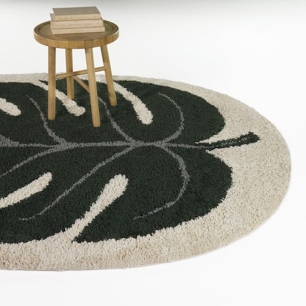 Fern Green 6 ft. 7 in. x 9 ft. Oval Botanical Area Rug