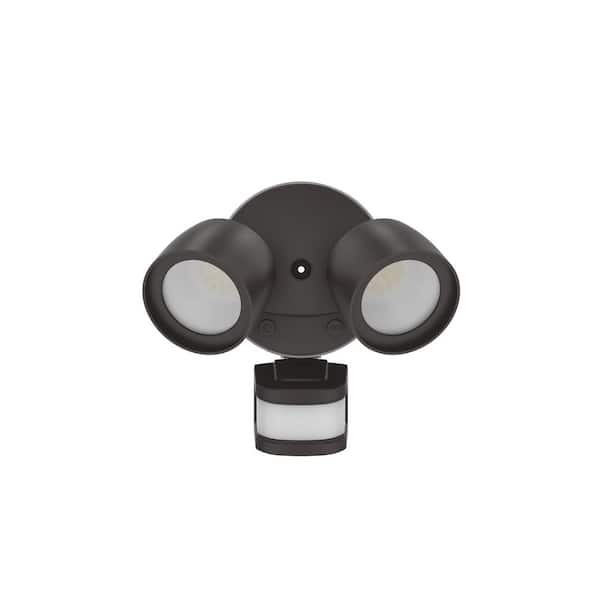 24-Watt 2400 Lumens 240° Motion Activated Integrated LED Twin Head Bronze Flood Light 1-pack