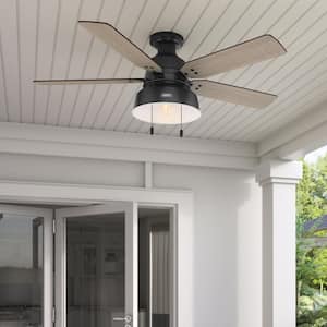 Mill Valley 52 in. LED Indoor/Outdoor Low Profile Matte Black Ceiling Fan with Light