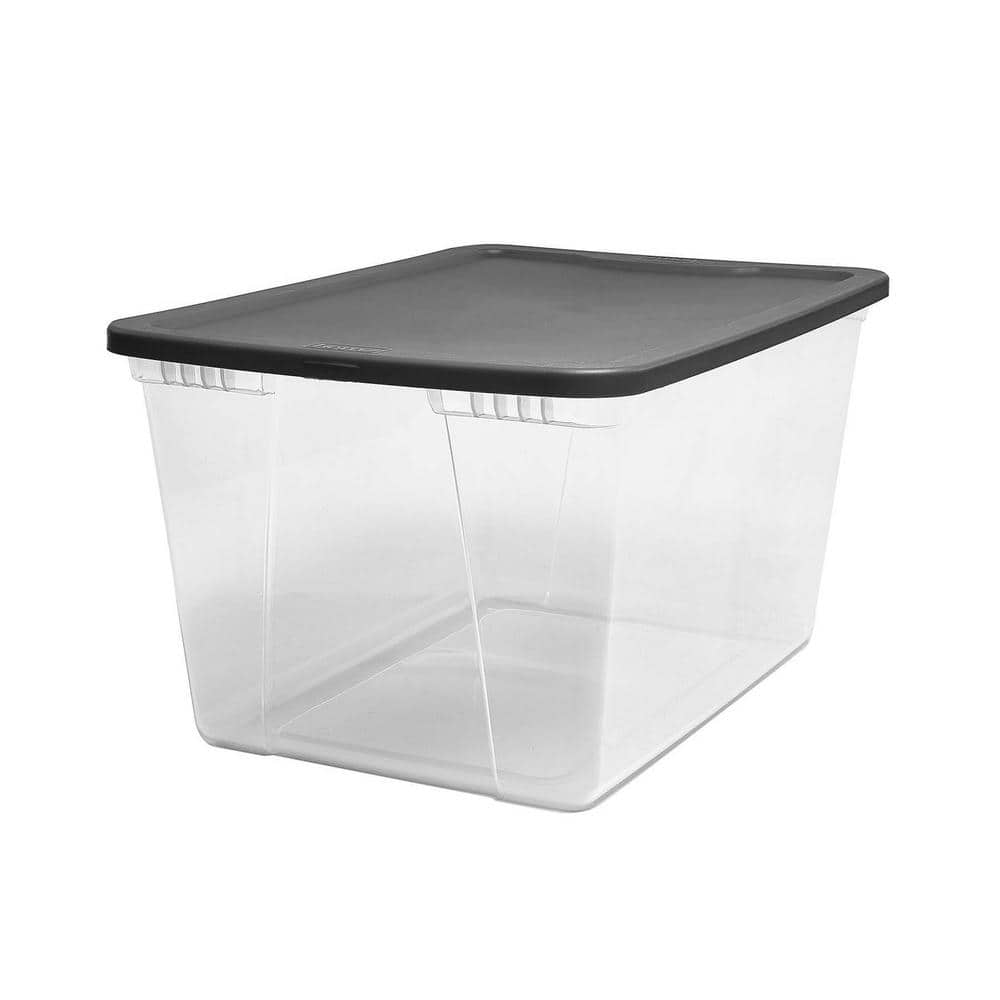 Mainstays 20 Gallon Plastic Latching Storage Container, Black Base