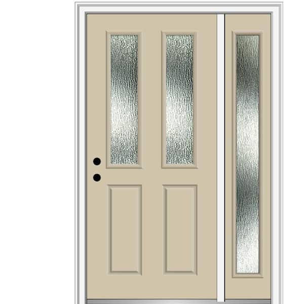 MMI Door 48 in. x 80 in. Right-Hand Inswing Rain Glass Wicker Fiberglass Prehung Front Door on 4-9/16 in. Frame