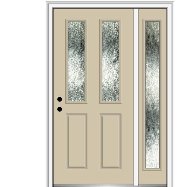 MMI Door 50 in. x 80 in. Right-Hand Inswing Rain Glass Wicker Fiberglass Prehung Front Door on 6-9/16 in. Frame