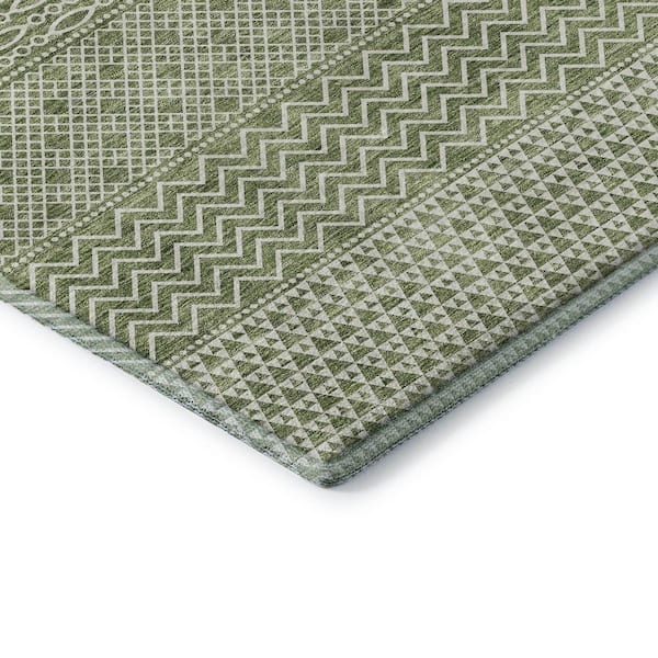 Mayfield Premium Machine Washable Abstract AMF939 Green 8 ft. x 10 ft. Area Rug