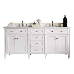 Brittany 72 in. W x 23.5 in. D x 34 in. H Bath Vanity in Bright White with Carrara White Marble Top