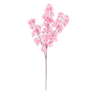 42 in. Double Bloom Pink Artificial Cherry Blossom Flower Stem Spray Set of 4