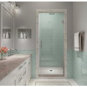 Kinkade XL 22.25 in. - 22.75 in. x 80 in. Frameless Hinged Shower Door with StarCast Clear Glass in Polished Chrome