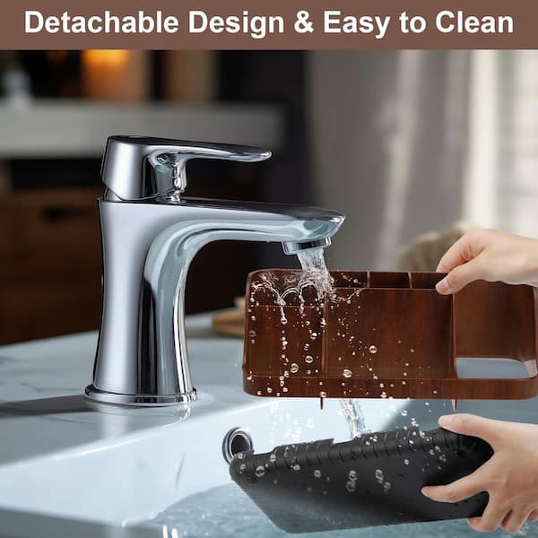 Anqtovp 7 Piece Wood Bathroom Sink Accessory Set Detachable