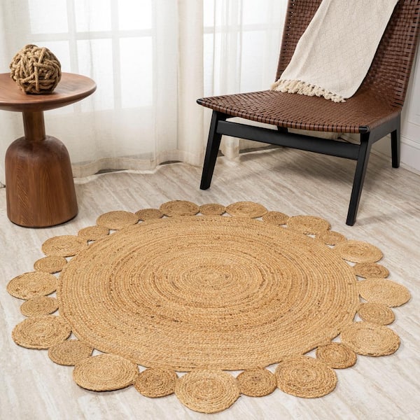 7 ft. Round Natural Eden Round Natural Jute hippie Circle Area Rug