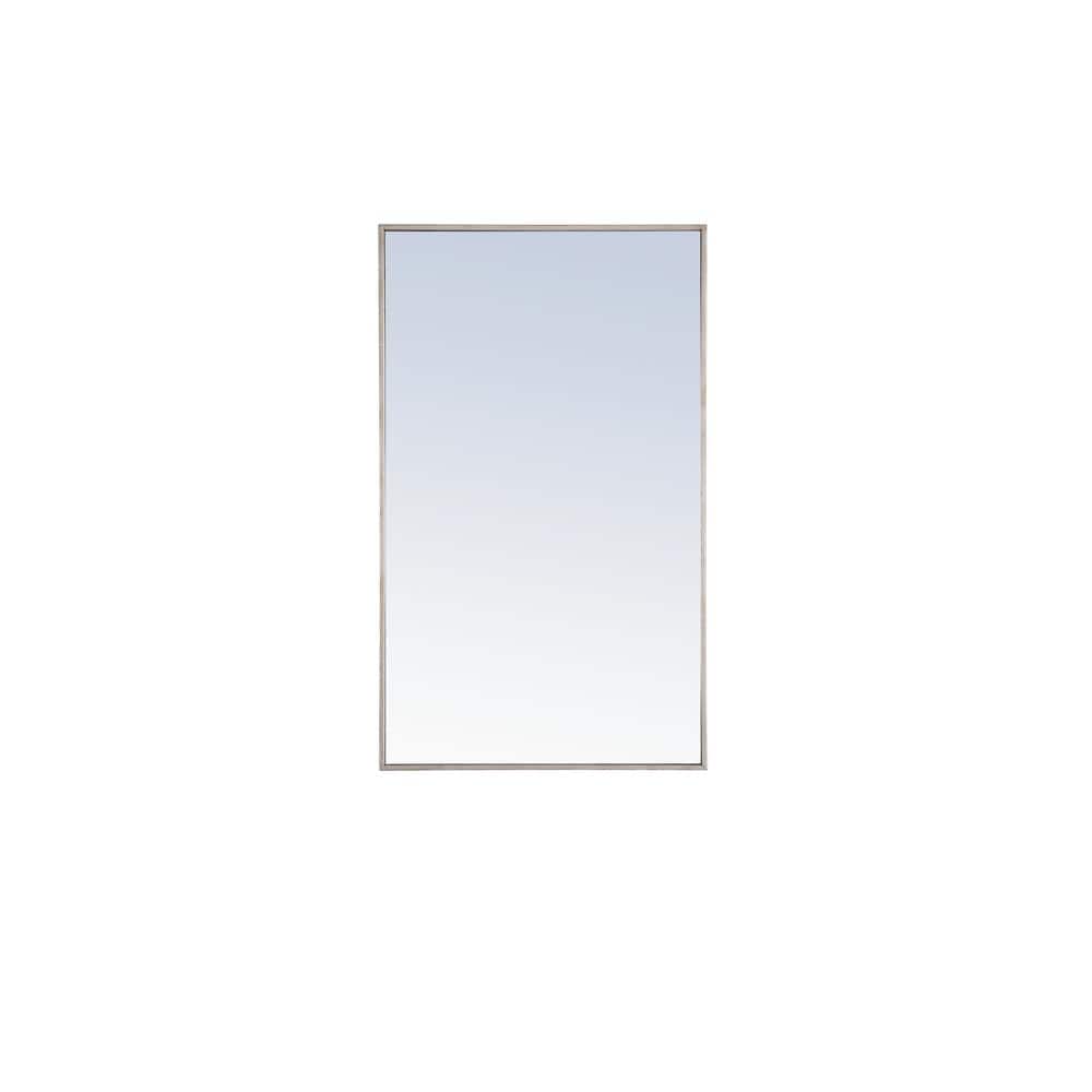 Medium Rectangle Silver Modern Mirror (40 in. H x 24 in. W)