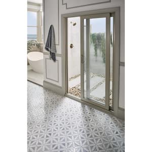 Bianco Dolomite Geometrica 12 in. x 12 in. x 10 mm Polished Marble Mosaic Tile (10 sq. ft. / case)