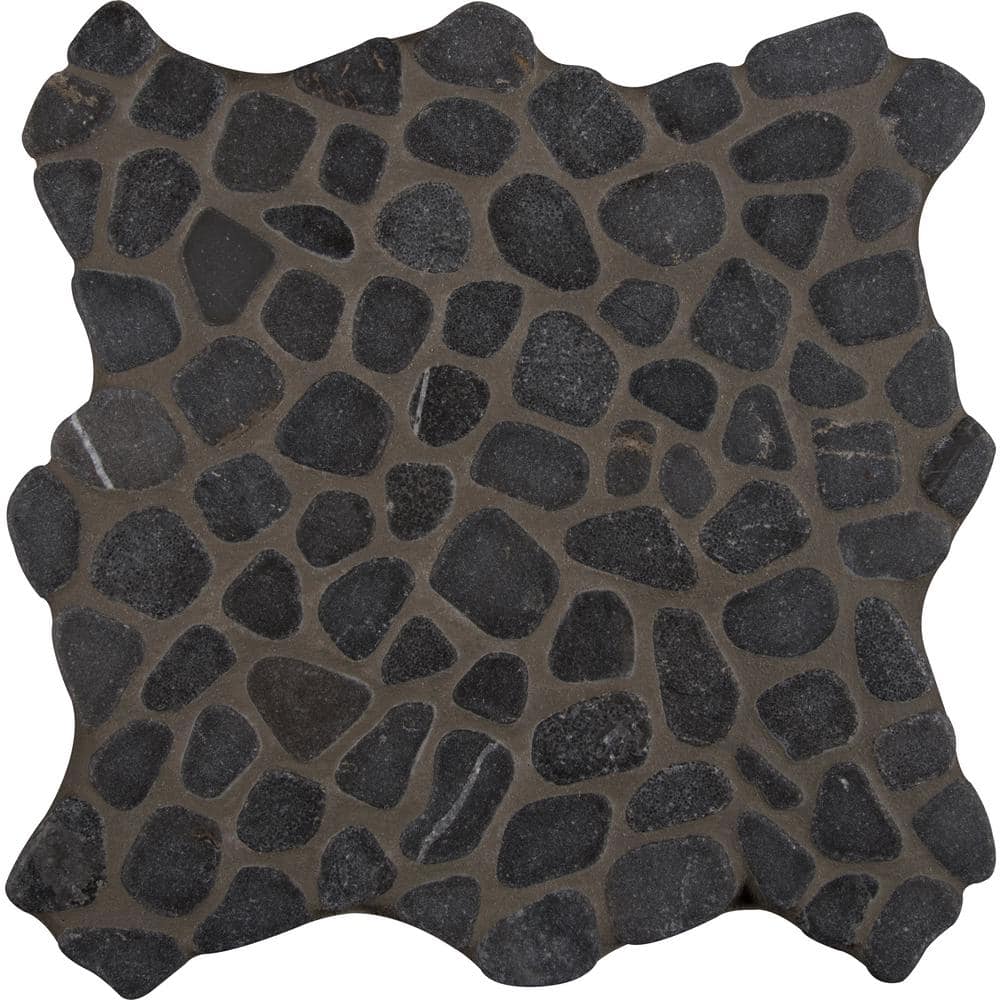 Take Home Tile Sample - Ebony Nightfall 6 in. x 6 in Tumbled Marble Mesh-Mounted Mosaic Tile price history on PriceWatchPro