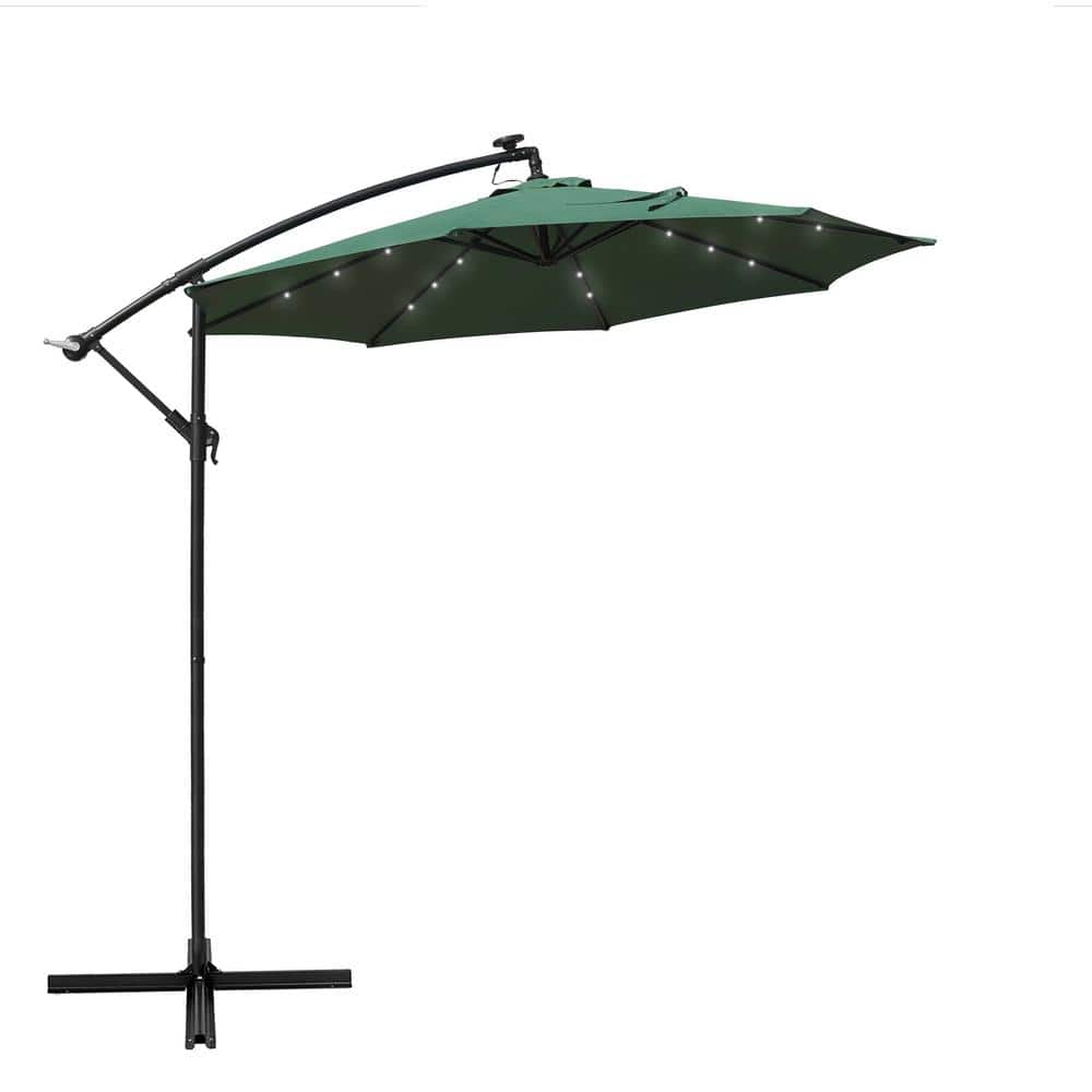 Leisuremod Willty 10 ft. Metal Cantilever Solar Tilt Patio Umbrella in