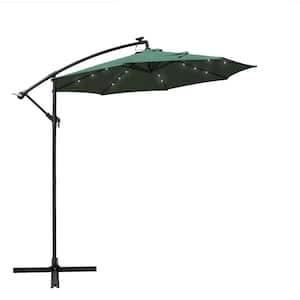 Willty 10 ft. Metal Cantilever Solar Tilt Patio Umbrella in Green