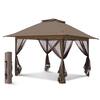 EAGLE PEAK 13 ft. x 13 ft. Pop-Up Gazebo Tent Instant with Mosquito Netting, Brown E169MN-BRN-AZ