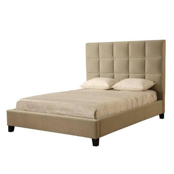 HomeSullivan Taupe Velvet Queen-size Bed with Tufted Headboard