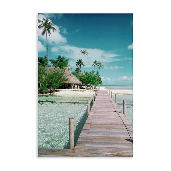 Tropical Bungalow Bridge by Danita Delimont Unframed Coastal Graphic Art Print 45 in. x 30 in.