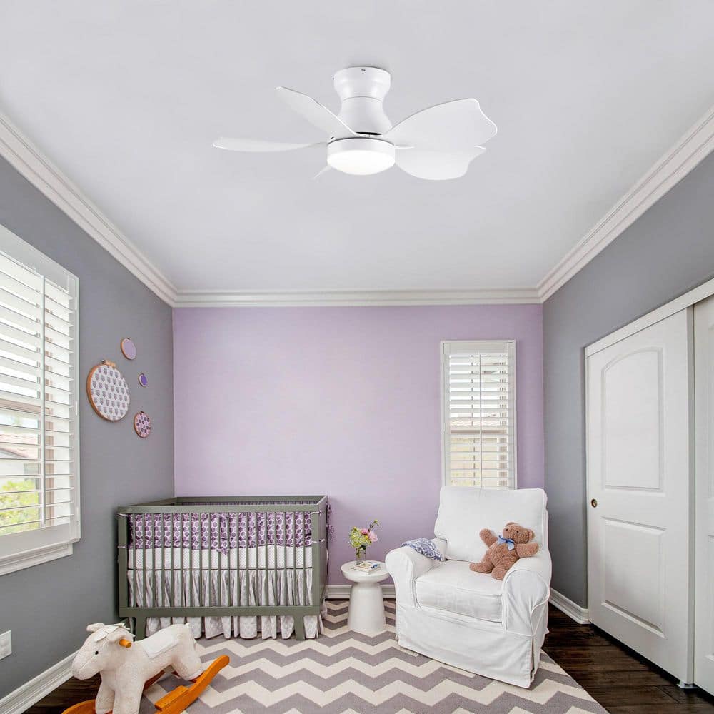 30 in. White 5 ABS Blades Flush Mount Standard Ceiling Fan with LED Light and Remote Control for Small Children Room price history on PriceWatchPro