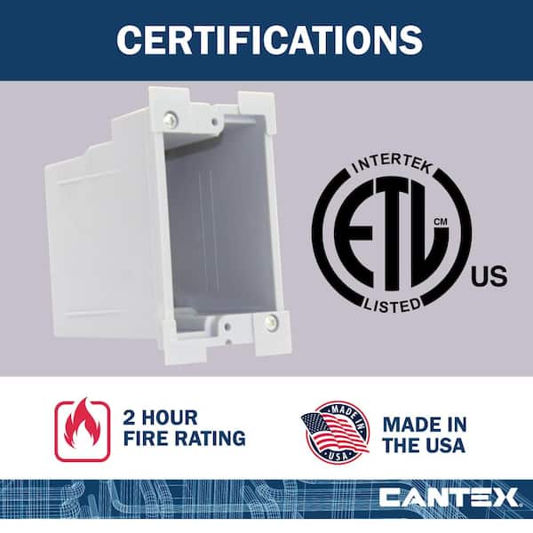Cantex Old Work 1-Gang 18 cu. in. Heavy Wall Electrical Outlet Box and  Switch Box with EZ Mount Clamps and Wire Clamps, Gray REZ18SO-HW