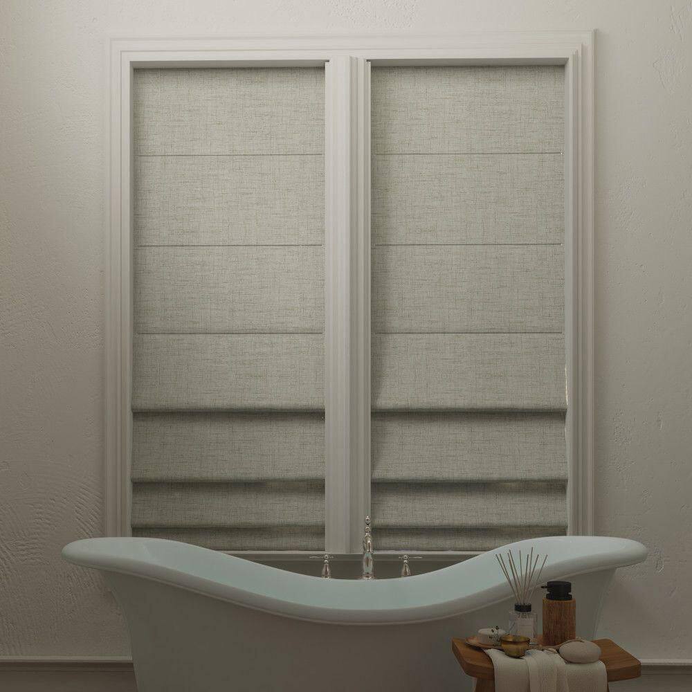 Sage Green Textured Fabric Cordless Blackout Roman Shade 31" x 64"