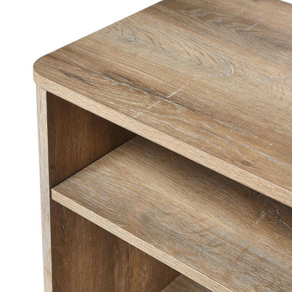 Coastal Oak Modern Farmhouse Nightstand with Storage Compartments