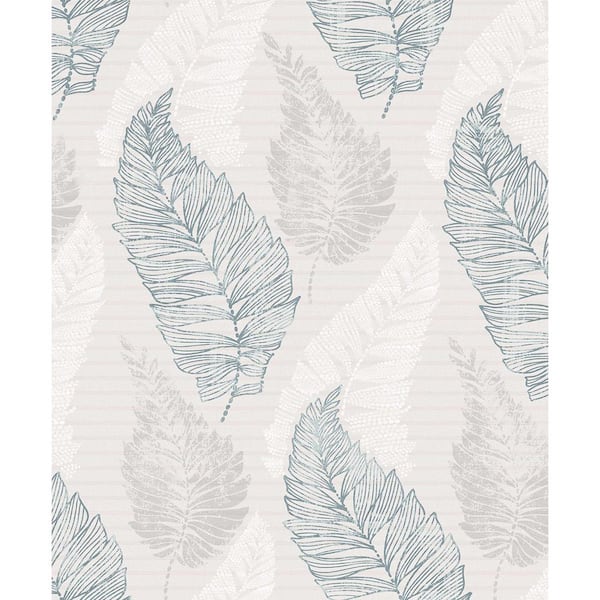 Advantage Rosemary Light Grey Leaf Paper Strippable Wallpaper (Covers 57.8 sq. ft.)