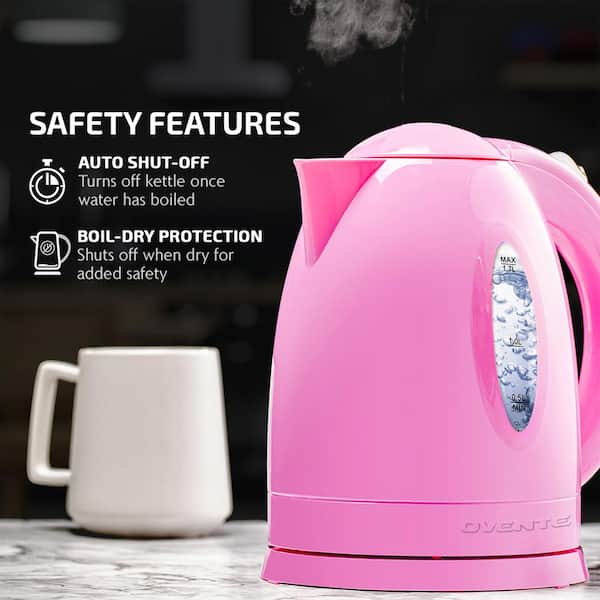 Modern Pink Electric Kettle with Base and Plug Isolated Stock Photo - Image  of beverage, metal: 177726356